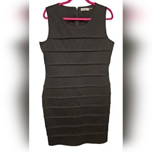Calvin Klein Black Ribbed Sheath Dress Size 14